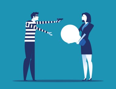 Hırsız iş dünyasından fikir çalıyor. Konsept iş vect