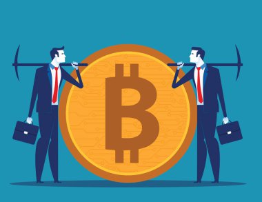Kripto para madenciliği. İnsanlar ve dijital para birimi. Konsept busi
