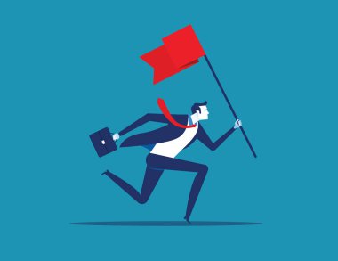 Bayrak lı işadamı. Kavram iş vektör illüstratör