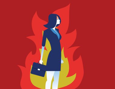 Kızgın kadın. İş kişi ve duygu . Konsept iş char