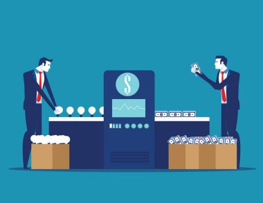 Çalışan, fikirleri paraya dönüştürür. Kavram iş vektör illu