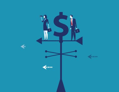 İş ekibi hava Vane üzerinde ayakta ve başarı arıyor