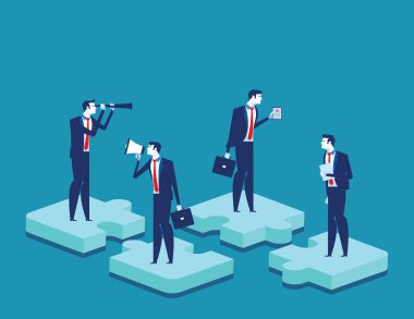 Takım çalışması. İş adamı ve çalışıyor. Kavram iş vektörü i