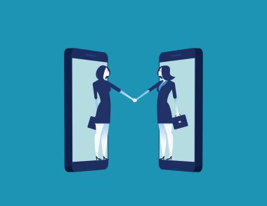 İş coperation anlaşması, Vektör iş illüstrasyon. Fla