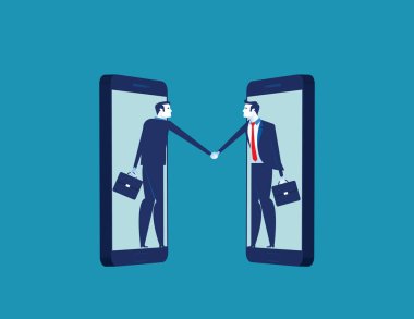 İş coperation anlaşması, Vektör iş illüstrasyon. Fla