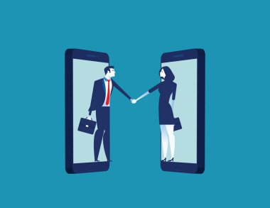 İş coperation anlaşması, Vektör iş illüstrasyon. Fla