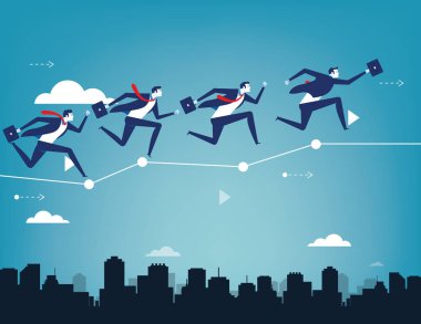 İş ekibi iş grafiğinde dengeleme. Konsept iş succ