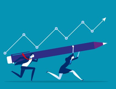 Büyüme. İş ekibi başarıya. Kavram iş vektör illust