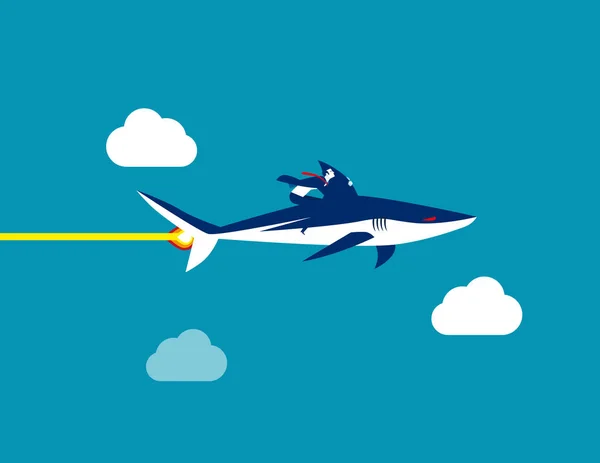 Zakenman Shark ritten, concept Business vector illustratie, F — Stockvector