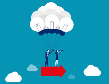 İş ekibi birlikte çalışıyor. Fikir oluşturmak büyümek. Conc