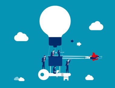 İş ekibi başarının anahtarı için birlikte çalışıyor. Konsept busine