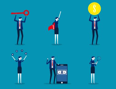 İş adamları çeşitli karakter ifade. Konsept iş vect