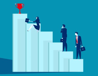 İş ekibi engelleri aşmak ve başarı elde. Bu