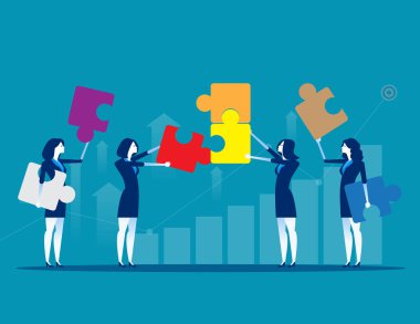 Çözümleri. İş ekibi ve partner birlikte çalışıyor. Konsept b