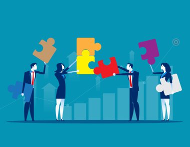 Çözümleri. İş ekibi ve partner birlikte çalışıyor. Konsept b