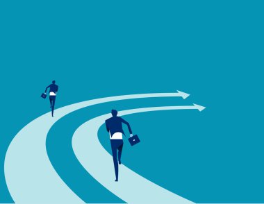 İş adamları oklarla koşar. Konsept iş yarışması 