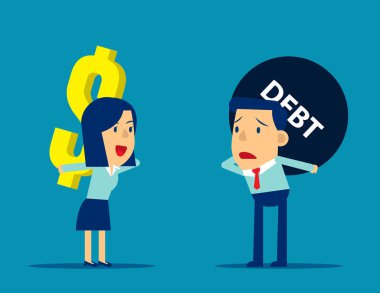 İş adamları kar ve borç taşırlar. Kavram iş vektörü i