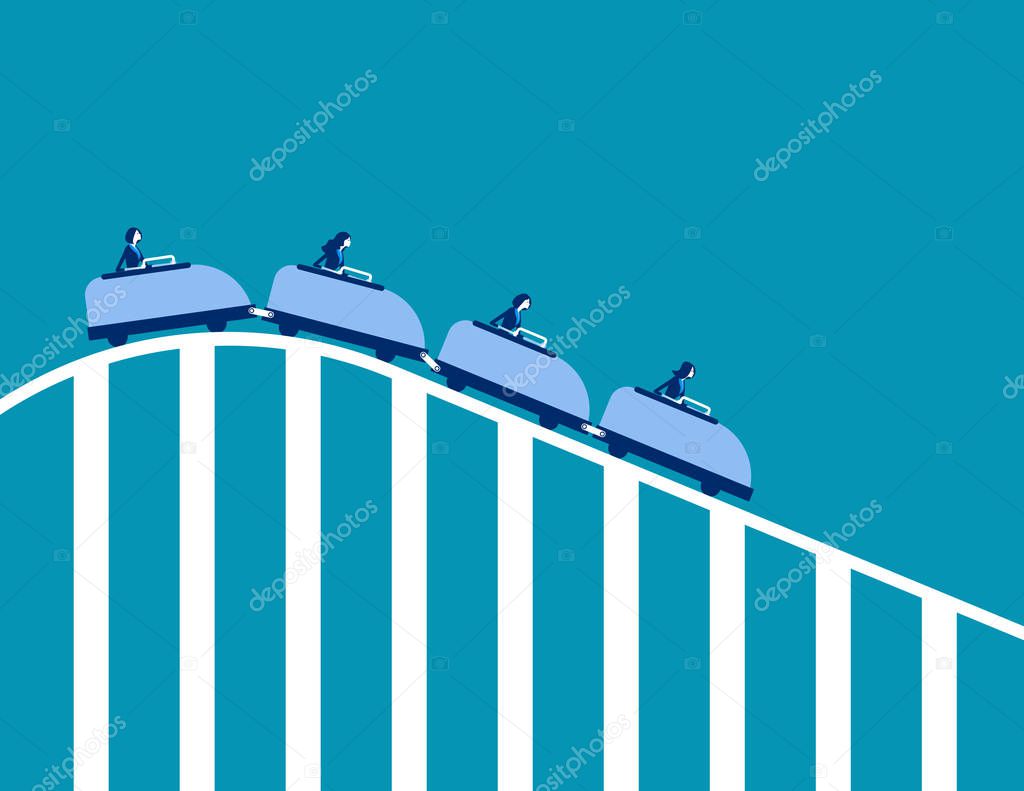 Roller coaster economy. Concept business vector illustration. Fl