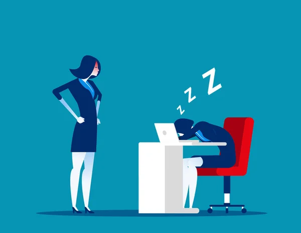 Angry boss looking office worker relaxing at desk during work. T — Stock Illustration Angry boss looking office worker relaxing at desk during work. T Royalty Free Stock Illustrations