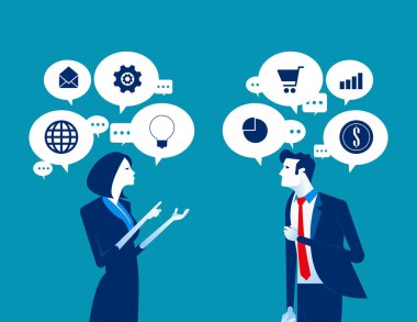 İş adamı konuşuyor. Konsept iş vektör illüstrasyon, Meet