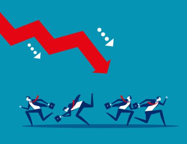 İş takımı ve başarısızlık. Kavram iş vektörü. Risk, kriz