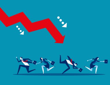 İş takımı ve başarısızlık. Kavram iş vektörü. Risk, kriz