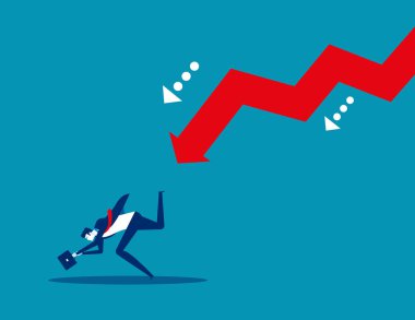 İş adamı ve başarısızlık. Kavram iş vektörü. Risk, kriz, 