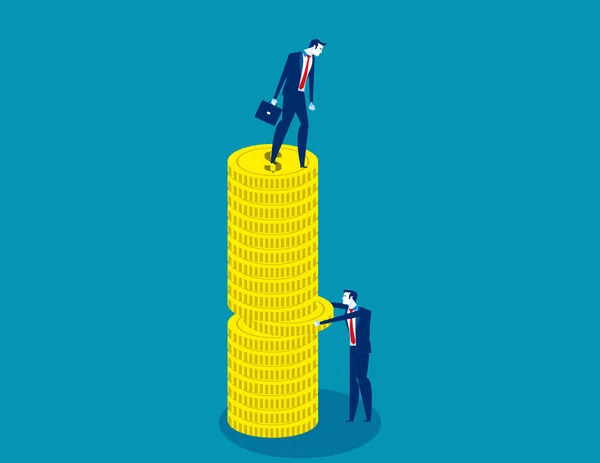 Business people and competition. Concept business pile of coins — Stock Vector