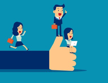 İş ekibi gurur lu ve mutlu başparmak kadar el, Ortaklık, C