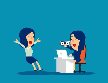 Yönetici çalışanile bonus veriyor. Kavram iş vektör illu