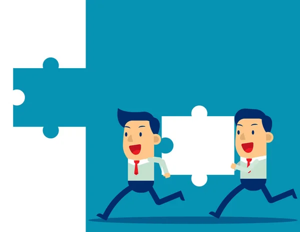 Business teamwork and Jigsaw. Concept business vector illustrati