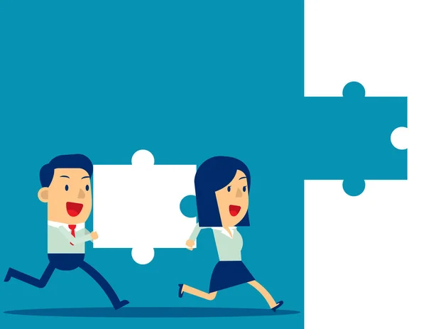 Business teamwork and Jigsaw. Concept business vector illustrati