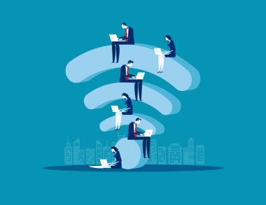 wifi, İş adamları ve online pazarlama, Kavram b oturma