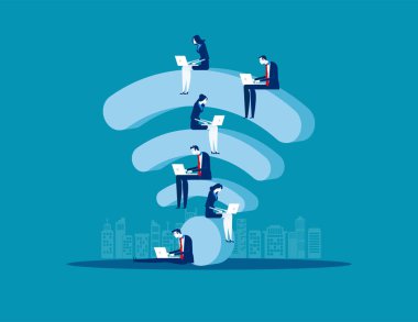 wifi, İş adamları ve online pazarlama, Kavram b oturma