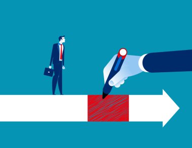 İşadamının başarılı bir şekilde atlamasına yardım etmek için büyük el. Konsept busines