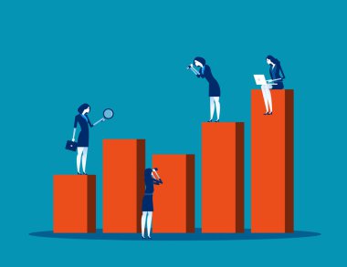 İş ekibi insanları grafiği analiz etti. Konsept iş vektörü, Bar