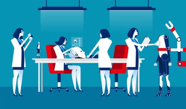 Robot laboratuvarı. Teknoloji deneyleri yapay zeka