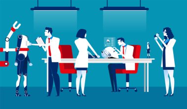 Robot laboratuvarı. Teknoloji deneyleri yapay zeka