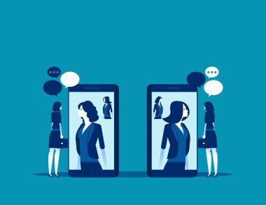 İş adamları akıllı telefon görüntülü arama ile toplantı. Konsept busi