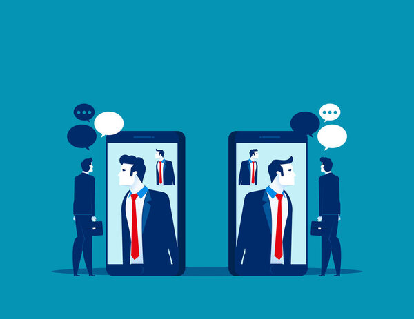 Business people meeting with smartphone video call. Concept busi