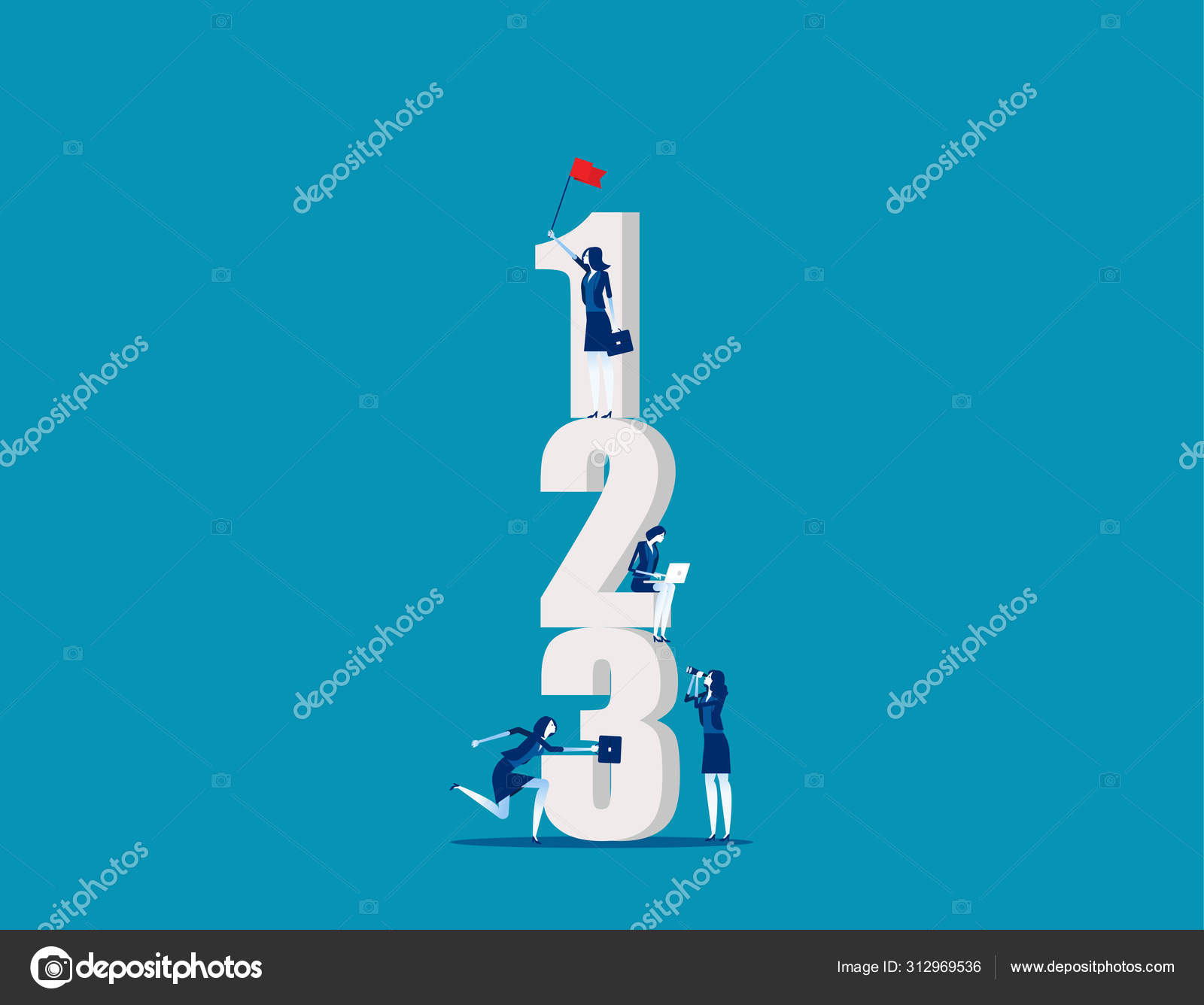 Business people with number. Concept business vector, Working, N Stock