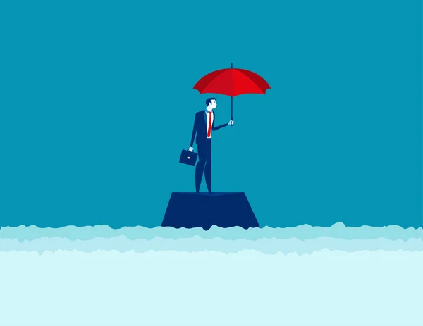 Obchodník s deštníkem. Pojetí obchodní vektor, Riziko, Proble — Stockový vektor