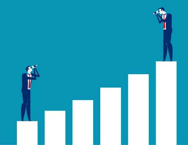 Empresários a olhar para o gráfico de barras. Conceito vetor de negócios, S —  Vetores de Stock