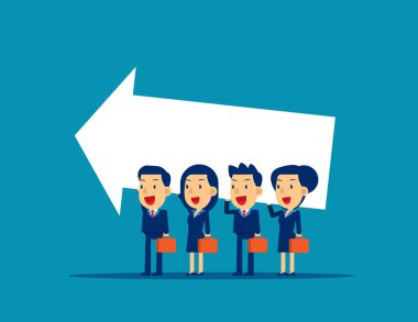 İşletme ekibi ok işareti taşıyor. Kavramsal iş vektörü illus