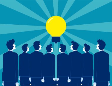 Lider fikirler arayan iş adamları. İş vektörünü kavra