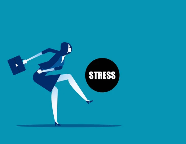 Mujer de negocios pateando el estrés. Concepto vector de negocio, Trabajo duro — Vector de stock
