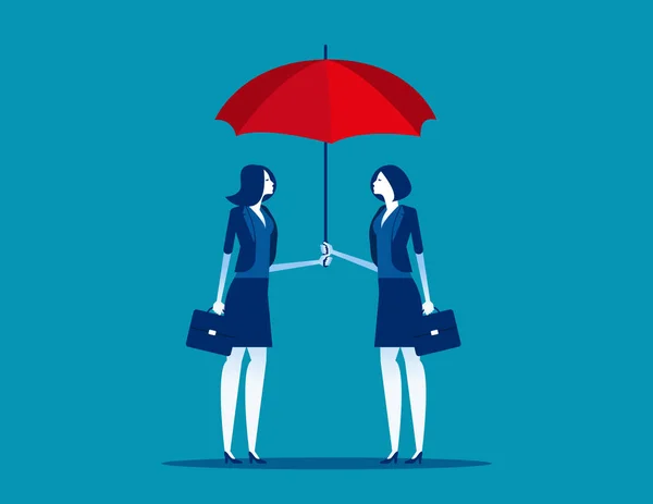우산을 쓰는 사업 팀. 개념 비즈니스 벡터, 부부, — 스톡 벡터