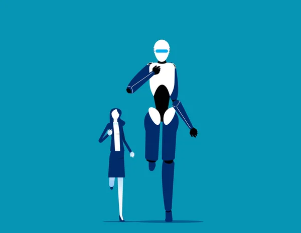 Artificiell Intelligens Snabbare Och Starkare Konkurrens Människors Robotar Teknik Platt — Stock vektor