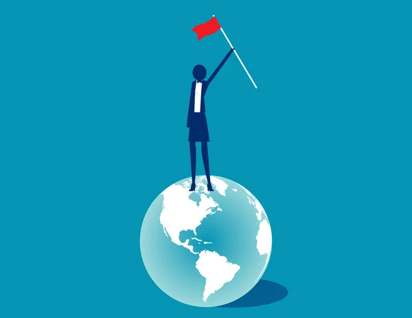 Obchodní Vlajka Zemi Globální Podnikatelský Koncept Úspěšný — Stockový vektor