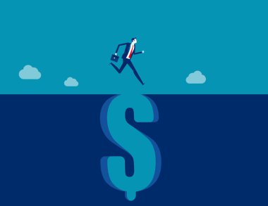 Düşen dolar işareti boşluğundan atlamak. Ticari mali konsept